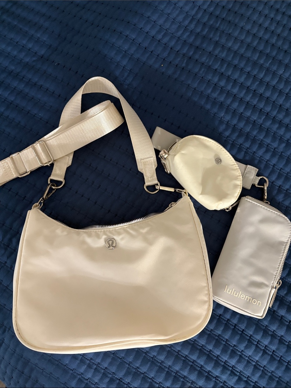 lululemon Cream Shoulder Bag with Coin Pouch and Phone Sleeve